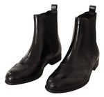 Dolce & Gabbana Elegant Black Ankle Wingtip Oxford Women's Boots