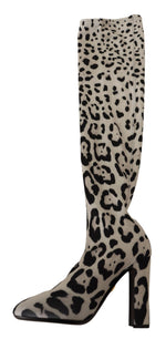 Dolce & Gabbana Chic Leopard High-Heel Over-Knee Women's Boots