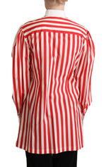 Dolce & Gabbana Red White Striped Long Sleeves Formal Women's Shirt