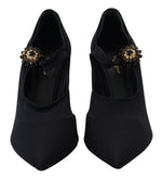 Dolce & Gabbana Chic Black Mary Jane Sock Pumps with Women's Crystals