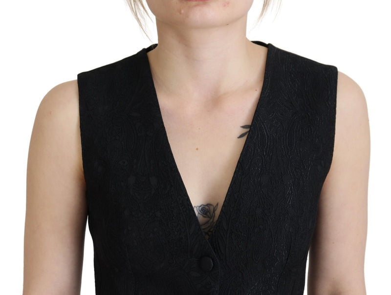 Dolce & Gabbana Elegant Black Silk Blend Waistcoat Women's Vest