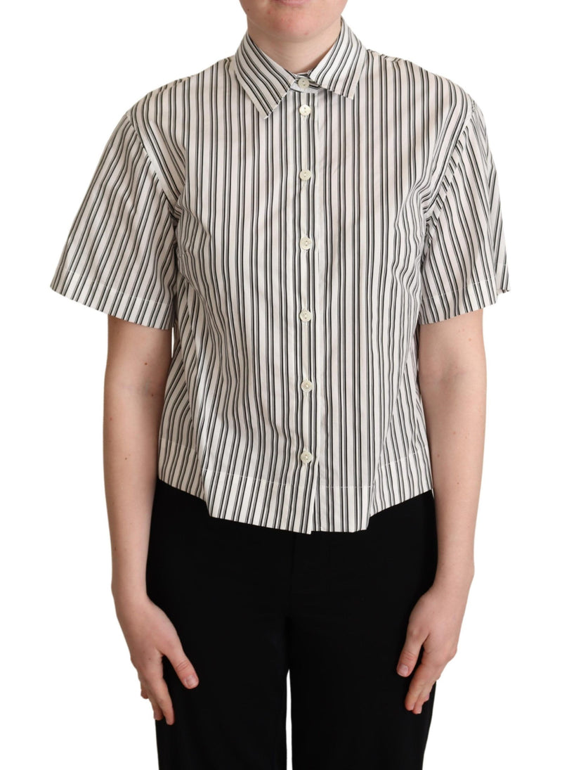Dolce & Gabbana White Black Striped Shirt Blouse Women's Top