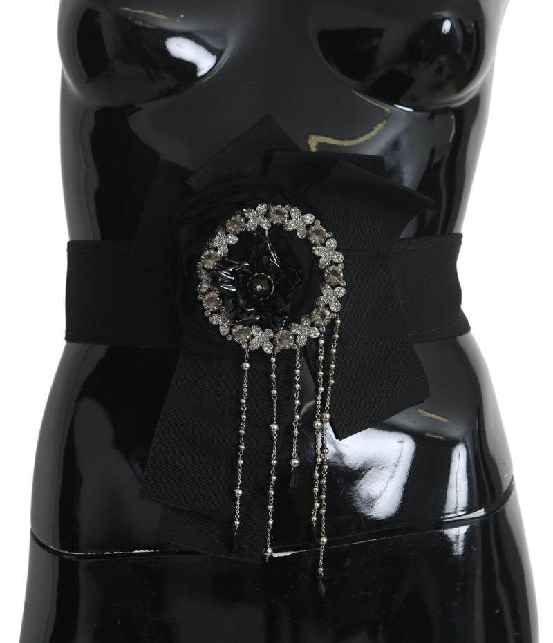 Dolce & Gabbana Elegant Black Crystal Waist Women's Belt