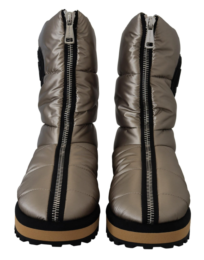 Dolce & Gabbana Silver Platino Mid Calf Designer Men's Boots
