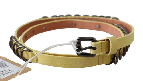 John Galliano Yellow Leather Luxury Slim Buckle Fancy Women's Belt