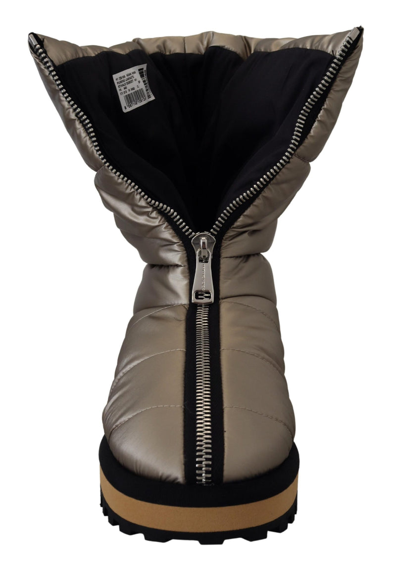 Dolce & Gabbana Silver Platino Mid Calf Designer Men's Boots