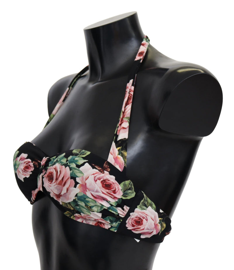 Dolce & Gabbana Elegant Black Floral Bikini Women's Top