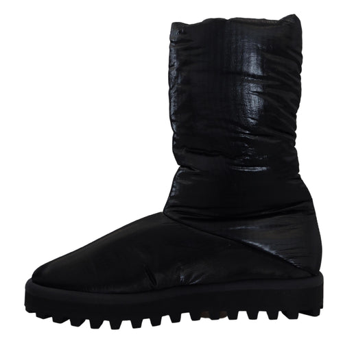 Dolce & Gabbana Black Boots Padded Mid Calf Winter Men's Shoes