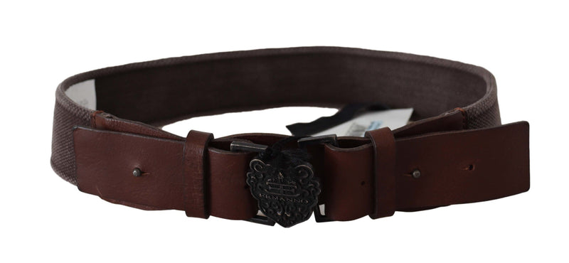 Ermanno Scervino Classic Dark Brown Leather Belt with Logo Women's Buckle