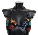Dolce & Gabbana Chic Black Coral Print Bikini Women's Top