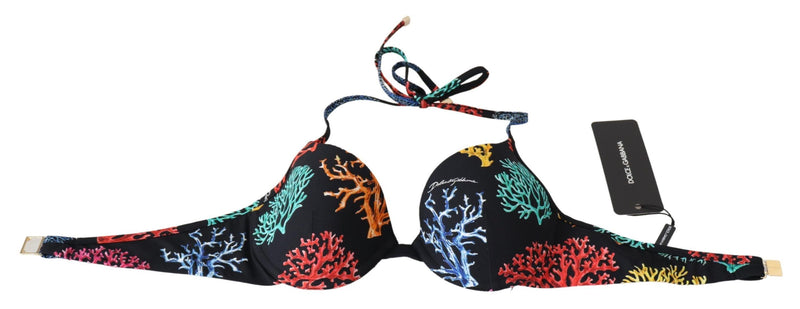 Dolce & Gabbana Chic Black Coral Print Bikini Women's Top