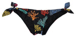 Dolce & Gabbana Black Coral Print Swimwear Beachwear Bikini Women's Bottom