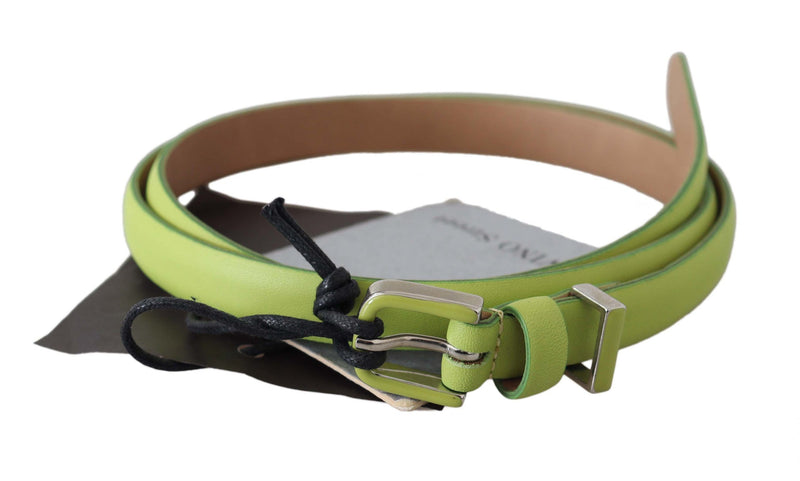 Scervino Street Classic Green Leather Belt with Silver-Tone Women's Hardware