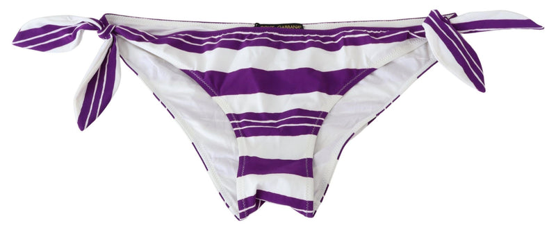 Dolce & Gabbana Purple White Stripes Beachwear Bikini Women's Bottom