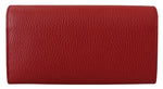 Gucci Elegant Red Leather Wallet with Iconic Women's Interlock