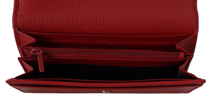 Gucci Elegant Red Leather Wallet with Iconic Women's Interlock