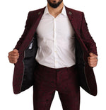 Dolce & Gabbana Maroon Cat Sequin MARTINI 2 Piece Men's Suit