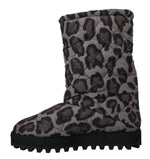 Dolce & Gabbana Elegant Gray Leopard Mid Calf Men's Boots