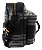 Versace Grey Fabric &amp; Leather Crossbody Men's Bag
