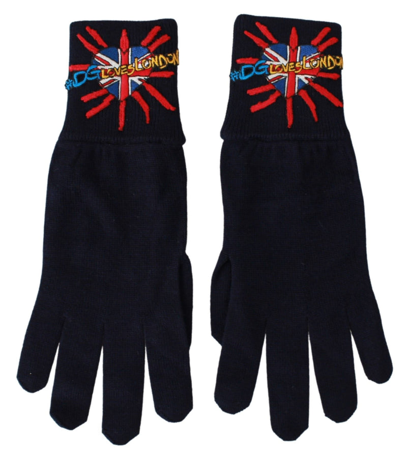 Dolce & Gabbana Blue #DMen'sLondon Embroidered Wool Men's Gloves