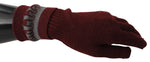 John Galliano Maroon Wool-Blend Designer Women's Gloves