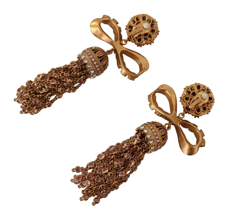 Dolce & Gabbana Elegant Antique Gold Bow Women's Earrings