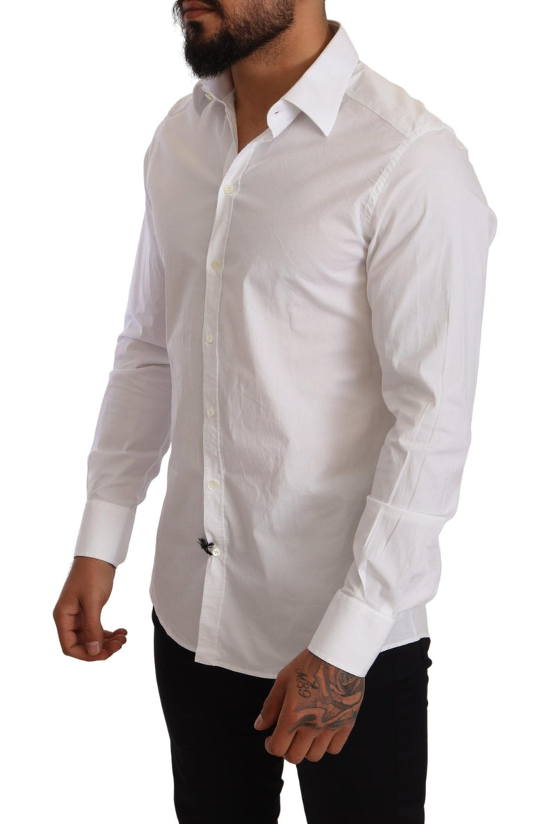 Dolce & Gabbana Elegant Slim Fit White Dress Men's Shirt