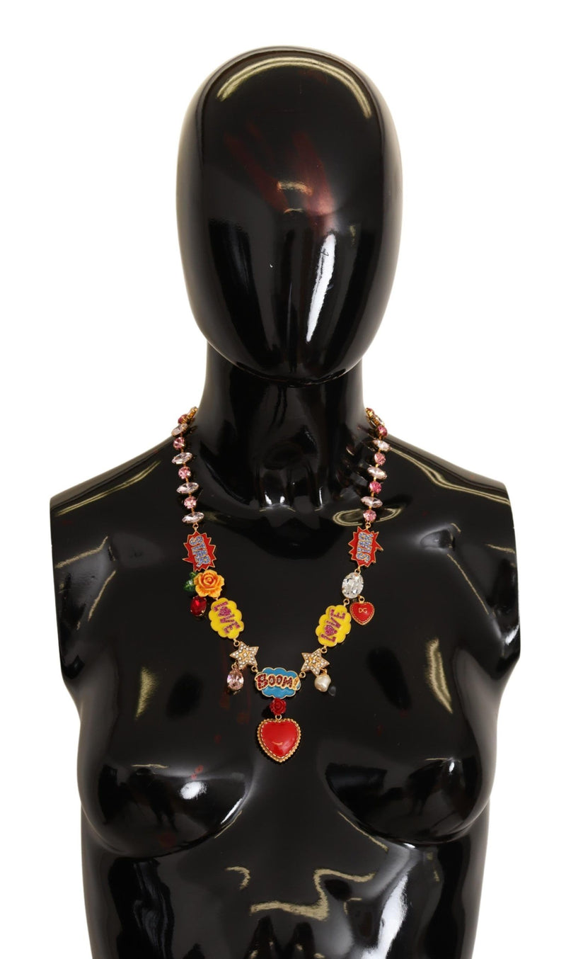 Dolce & Gabbana Gold Cartoon Love Star Boom Crystals Chain Women's Necklace