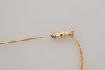 Dolce & Gabbana Gold Tone 925 Sterling Silver Crystal Chain Pin Women's Brooch