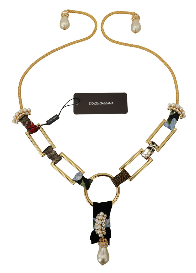 Dolce & Gabbana Elegant Gold Brass Pearl Statement Women's Necklace