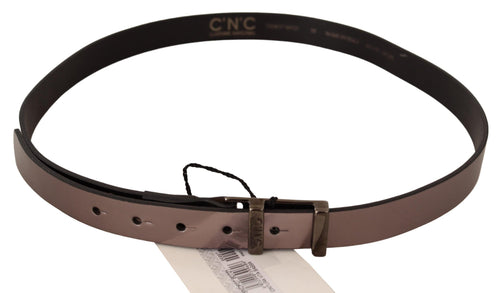 Costume National Chic Pink Metallic Leather Belt with Bronze Women's Buckle