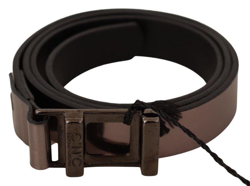 Costume National Chic Pink Metallic Leather Belt with Bronze Women's Buckle
