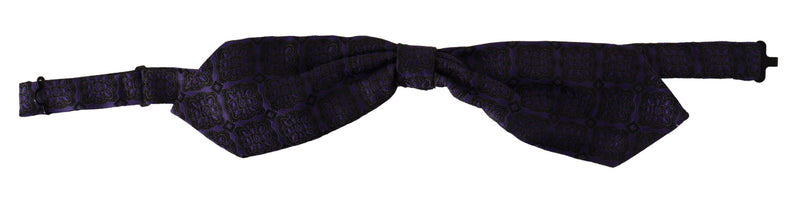 Dolce & Gabbana Elegant Blue Geometric Silk Bow Men's Tie