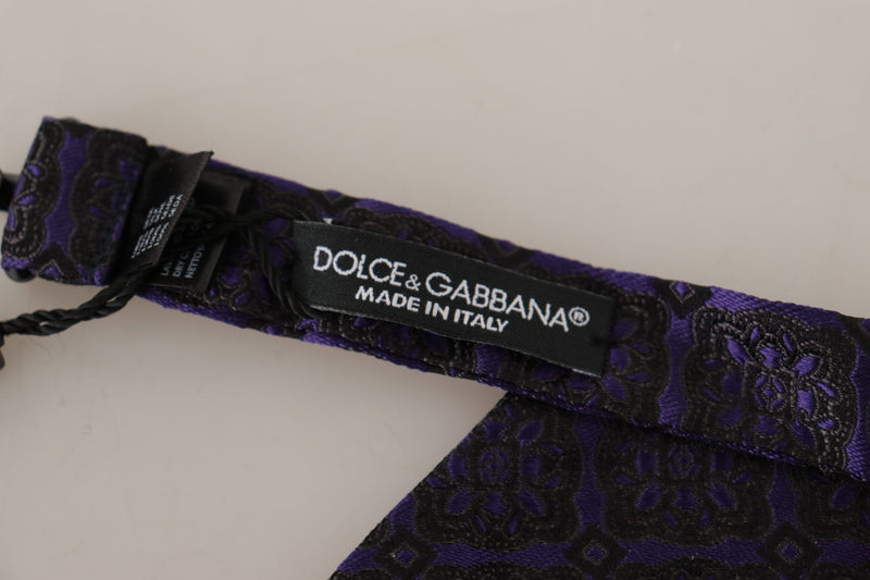 Dolce & Gabbana Elegant Blue Geometric Silk Bow Men's Tie