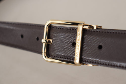 Dolce & Gabbana Elegant Leather Logo Engraved Men's Belt