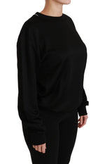 Dolce & Gabbana Black Cotton Crewneck Pullover Women's Sweater