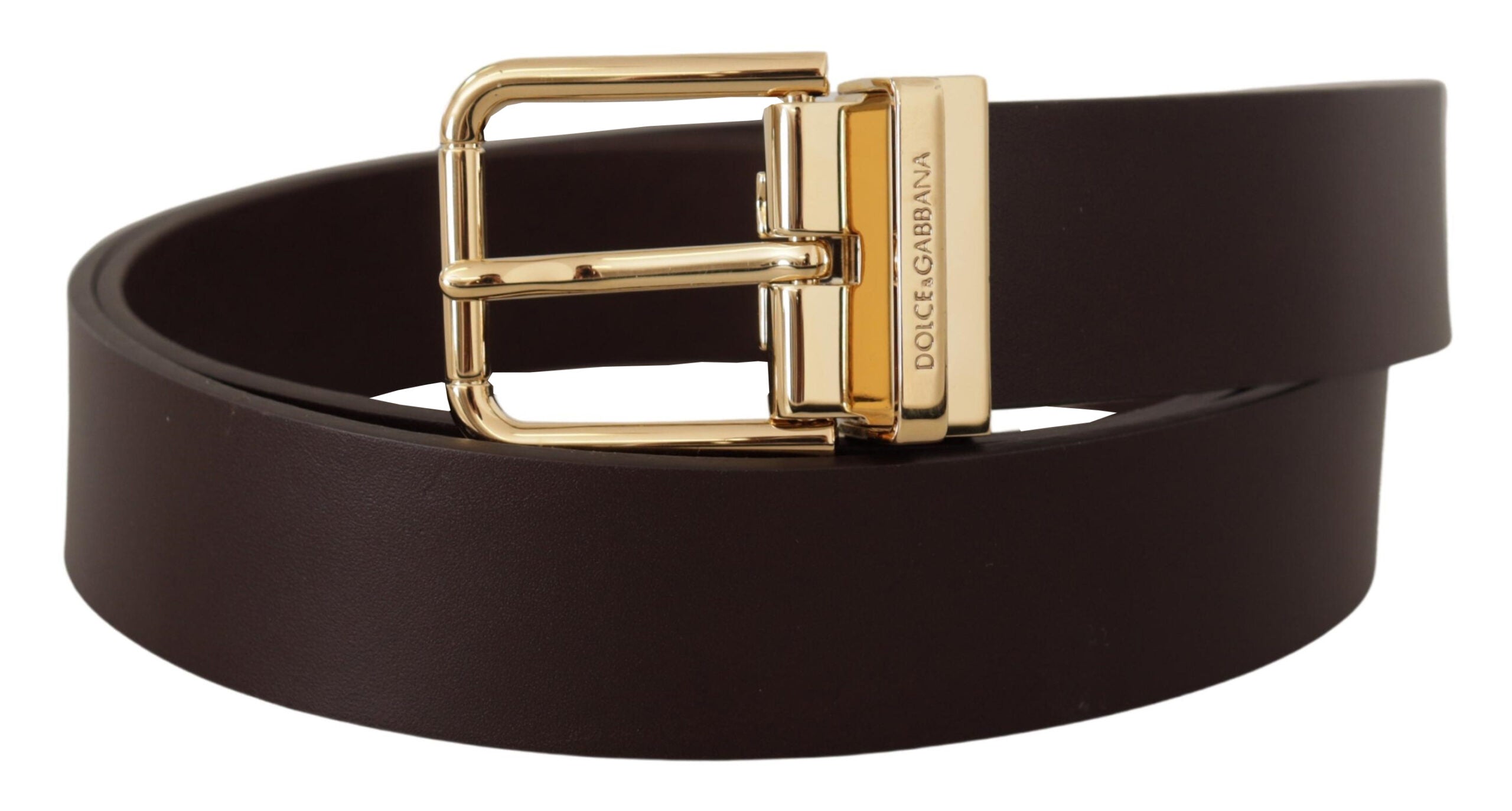Dolce & Gabbana Elegant Black Leather Belt with Metal Men's Buckle