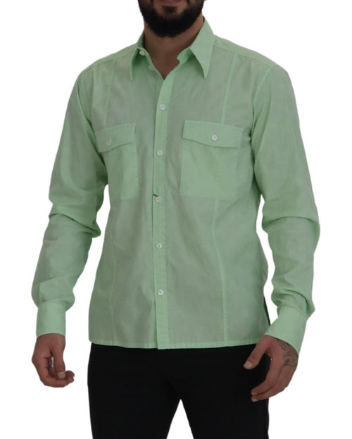 Dolce & Gabbana Mint Green Slim Fit Casual Button-Down Men's Shirt