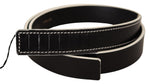 Costume National Chic Black Leather Fashion Belt with White Women's Accents