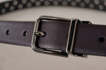 Dolce & Gabbana Dark Purple Perforated Leather Metal Buckle Men's Belt