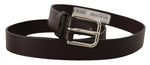 Dolce & Gabbana Brown Plain Leather Silver Tone Buckle Men's Belt