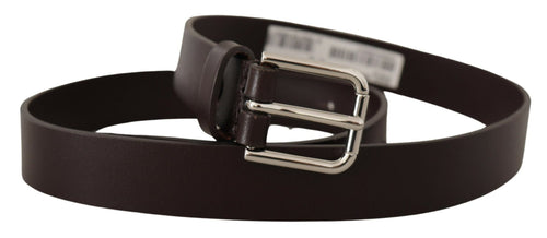 Dolce & Gabbana Elegant Leather Belt with Engraved Logo Men's Buckle