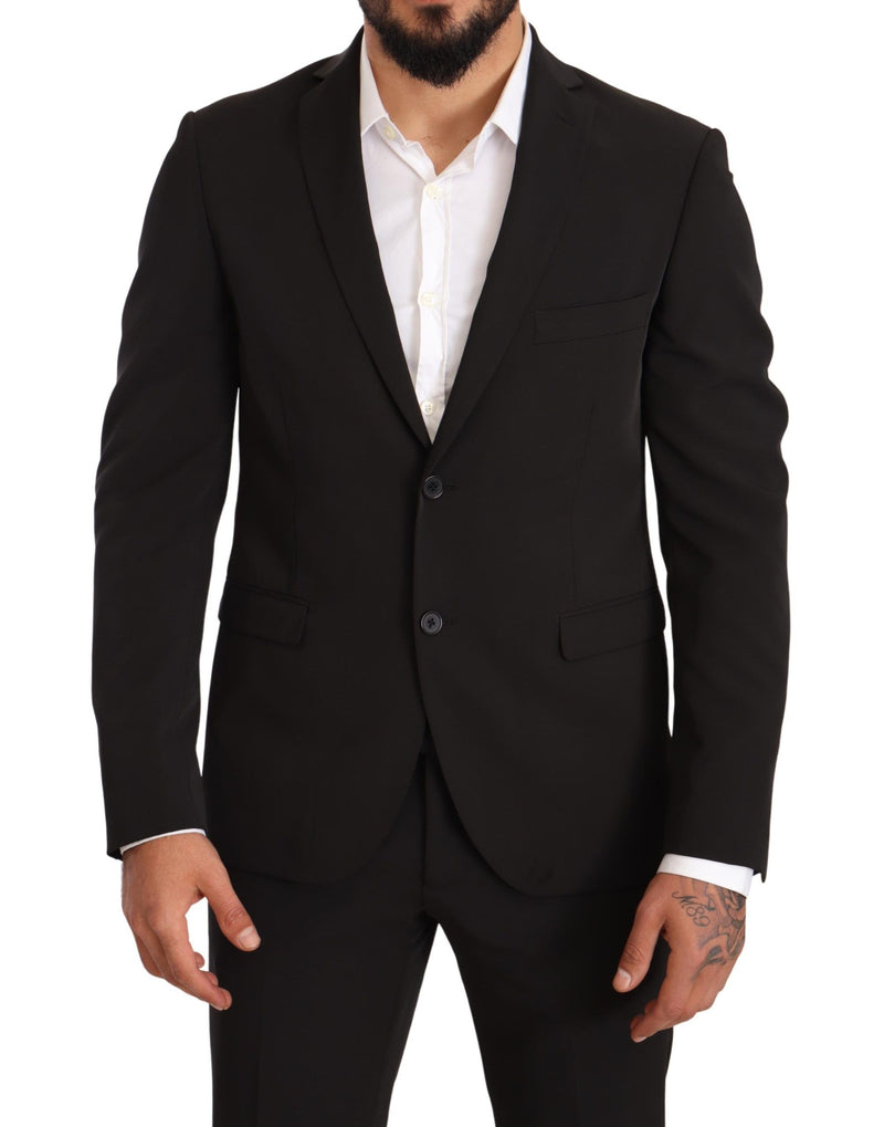 Domenico Tagliente Elegant Black Slim Fit Two-Piece Men's Suit