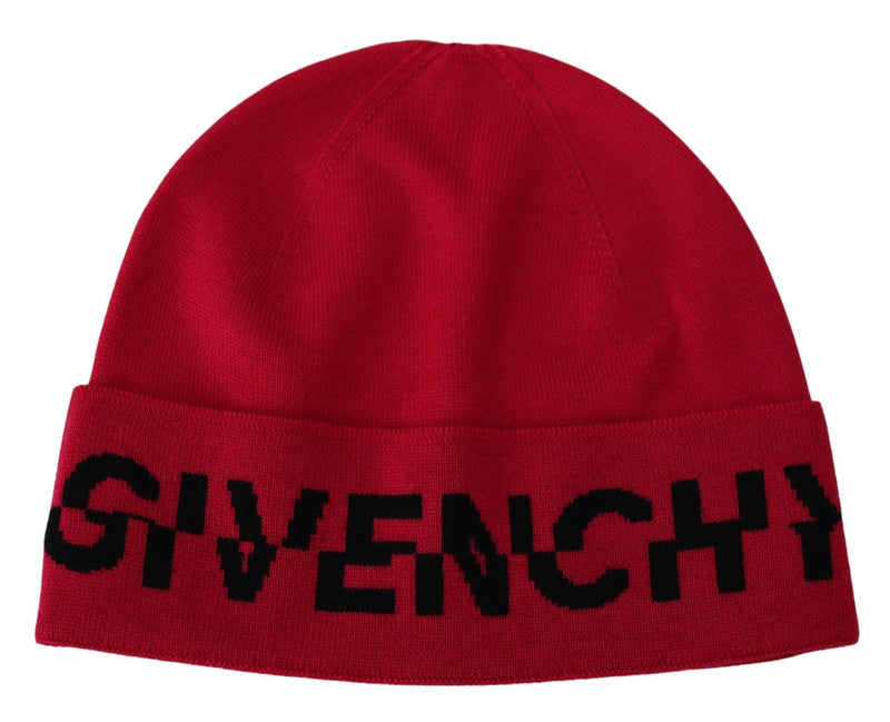 Givenchy Elegant Wool Beanie with Signature Contrast Men's Logo