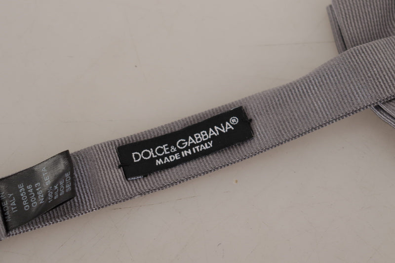 Dolce & Gabbana Elegant Gray Silk Bow Men's Tie