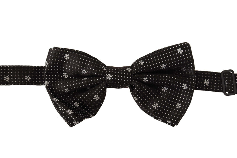 Dolce & Gabbana Elegant Black Silk Polka Dot Bow Men's Tie