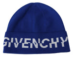 Givenchy Chic Unisex Cobalt Wool Beanie with Logo Men's Detail