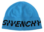 Givenchy Blue Wool Men's Logo Winter Warm Beanie Unisex Men's Hat