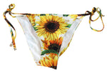 Dolce & Gabbana White Sunflower Swimwear Beachwear Bikini Women's Bottom