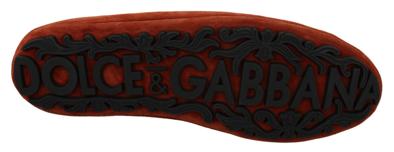Dolce & Gabbana Elegant Orange Leather Moccasin Men's Slippers